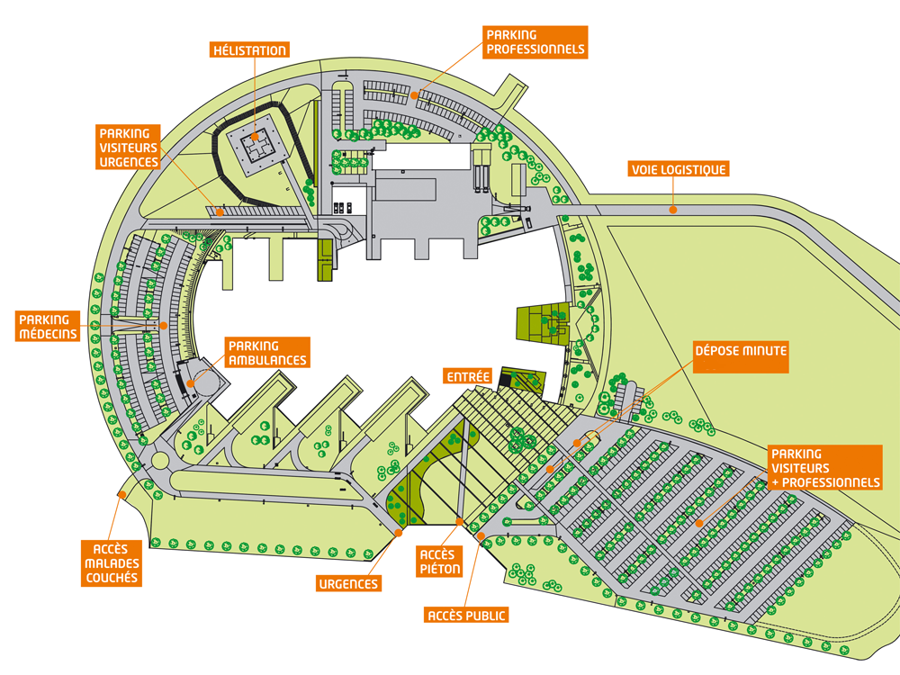 Plan extérieur du site hospitalier de Vesoul